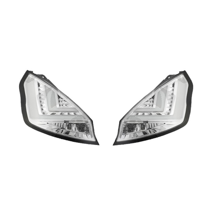 Set stopuri tuning Ford Fiesta (Ja8), 09.2008-01.2013, spate,argintiu transparent, omologare ECE, cu lumina de parcare cu fibre optice, cu cablaj, cu