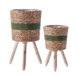 Cumpara ieftin Set 2 ghivece flori natur verde 19,5 x 33 cm, 24 x 44 cm