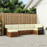 vidaXL Set Canapea Sectionala Gradina Lemn Acacia Natural Crem Perna Detasabila