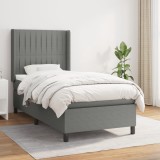 Cumpara ieftin Pat box spring cu saltea, gri &icirc;nchis, 80x200 cm, textil