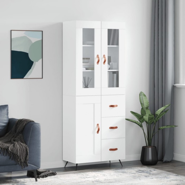 Dulap &icirc;nalt, alb, 69,5x34x180 cm, lemn compozit