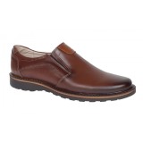 Pantofi barbati casual din piele naturala maro cu elasic - GKR480EM