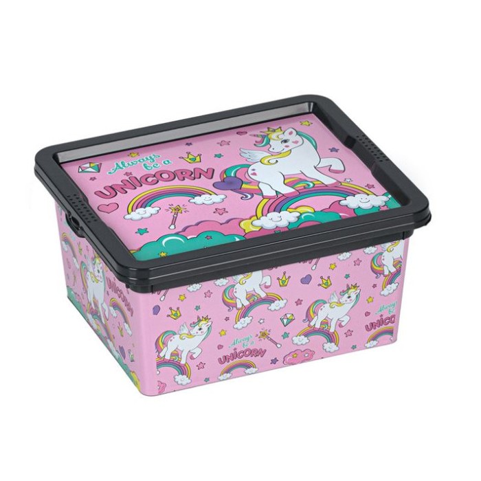 Cutie depozitare jucarii design unicorn, Plastic, 19x16, 5x9, 5 cm, 2.5L, ConceptSeller