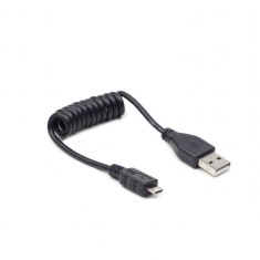 CABLU alimentare si date GEMBIRD, pt. smartphone, USB 2.0 (T) la Micro-USB 2.0 (T), 0.6m, spiralat, conectori auriti, negru, &amp;amp;quot;CC-mUSB2C-AMBM-0.6M foto