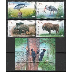 Moldova 2018 Mi 1037/40 + bl 79 MNH - Faună din Rezervația &rdquo;Pădurea Domnească&rdquo;