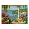 Pictura creativa pe numere avansati Veranda catre lac, Jad