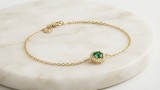 Cumpara ieftin Bratara din Argint Placat cu Aur Royal Emerald Halo Sparkle
