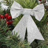 Set 4 ornamente pentru bradul de Craciun, fundita, 13cm, argintiu Household NewTrend