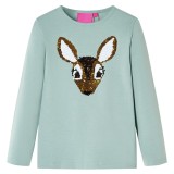 Tricou copii cu m&acirc;neci lungi verde mentă mediu 128, vidaXL