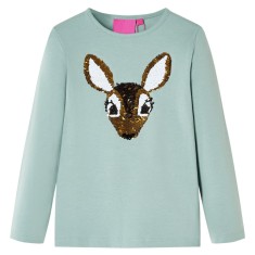 Tricou copii cu m&acirc;neci lungi verde mentă mediu 128