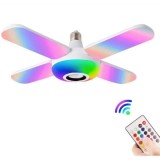 Cumpara ieftin Bec 4 brate cu lumina multicolora RGB si functie muzicala prin Bluetooth