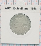 Austria 10 schilling 1958 argint - km 2882 - cartonas personalizat - D20302, Europa