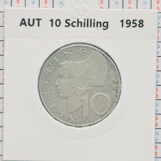 Austria 10 schilling 1958 argint - km 2882 - cartonas personalizat - D20302