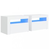 Cumpara ieftin Noptiere cu LED-uri, 2 buc., alb, 60x35x40 cm