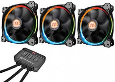 Ventilator carcasa calculator Thermaltake Riing 12 LED RGB 3 Fan Pack Cooler PC foto