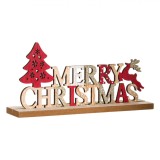 Decoratiune Craciun Lemn, Merry Christmas, Brad și Cerb, 21cm