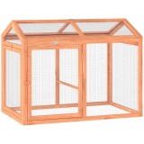 PawHut Coteț pentru găini adăpost exterior cu tijă pentru odihnă și uși duble, din lemn și metal, pentru 2 găini, 104 x 70,5 x 84 cm Portocaliu | Aoso