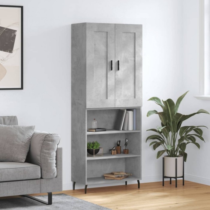 vidaXL Dulap &icirc;nalt, gri beton, 69,5x34x180, lemn compozit