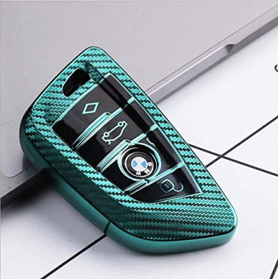 Husa Cheie Smartkey BMW 3/4 Butoane Seria G Verde TPU+PC Carbon foto