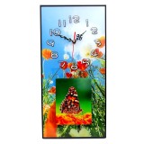 Ceas de perete Tablou Sticla 49 cm Multicolor Modern Analogic Quartz cu cifre arabe