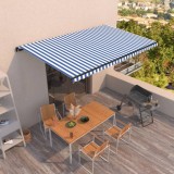 Cumpara ieftin Copertină retractabilă automat, albastru și alb, 500x350 cm