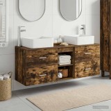 Cumpara ieftin Set dulap baie 3 buc. Stejar fumuriu 129 x 41 x 80 cm