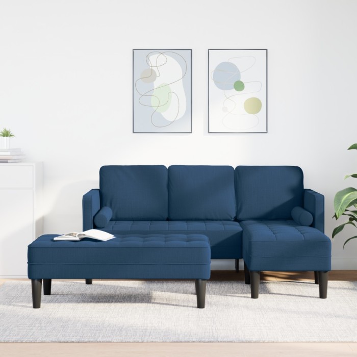 vidaXL Set de canapea 2 pcs Albastru 173 x 131 x 67 cm țesătură 3329259