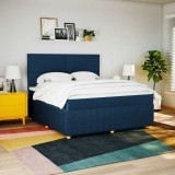 VidaXL Pat box spring cu saltea, albastru, 180x200 cm, material textil