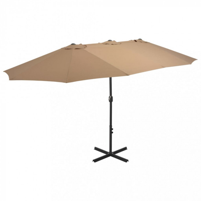 Umbrelă soare exterior cu st&acirc;lp aluminiu gri taupe 460x270 cm