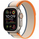 Ceas Smartwatch Apple Watch Ultra 2, GPS, Cellular, Carcasa Titanium 49mm, Orange/Beige Trail Loop - M/L