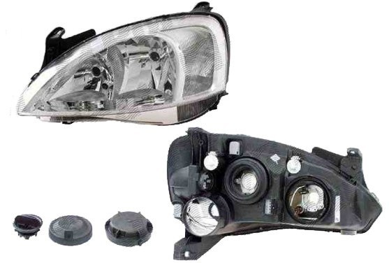 Far Opel Corsa C 07.2000-10.2003 TYC fata dreapta, tip bec H7+H7, reglare electrica, far tip Valeo, fara motoras