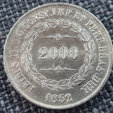 Brazilia 2000 reis 1852 argint Pedro II, America de Nord