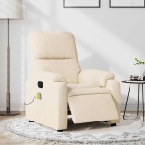 VidaXL Fotoliu de masaj rabatabil electric, bej, microfibră