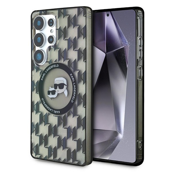 Husa MagSafe pentru Samsung Galaxy S25 Ultra S938, Karl Lagerfeld, IML Monogram Karl &amp; Choupette&#039;s Heads, Neagra