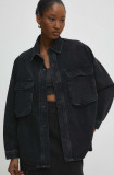 Cumpara ieftin Answear Lab camasa jeans femei, culoarea negru, relaxed