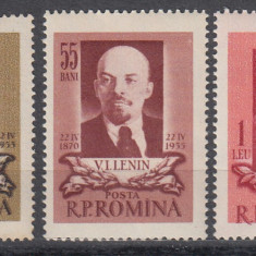 ROMANIA 1955 LP 383 - 85 DE ANI DE LA NASTEREA LUI LENIN MNH