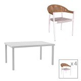 Cumpara ieftin Set de 5 buc masa si scaune de gradina Kliton-Elation aluminiu alb 150x80x74 cm