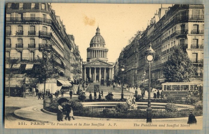 AD 510 C. P. VECHE - PARIS -LE PANTHEON ET LA RUE SOUFFLOT -FRANTA-ANIMATIE
