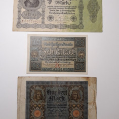 BANCNOTE GERMANIA - 10 MARCI 1920 - 100 MARCI 1920 - 50000 1922 - LOT DE 3 BUC