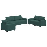 Cumpara ieftin Set de canapele cu perne, 3 piese, verde inchis, textil