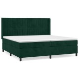 Cumpara ieftin Pat box spring cu saltea, verde inchis, 200x200 cm, catifea