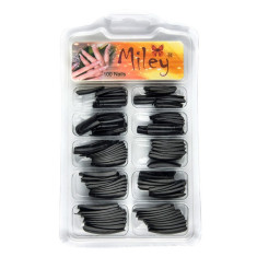 Tipsuri pentru manichiura colorate, 100 bucati, negru