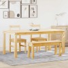 Set Sufragerie 4 Piese Lemn Masiv Pin &quot;Panama&quot; vidaXL, Maro, Masa 180cm, Banca 105cm, Scaune 90cm, Rustic
