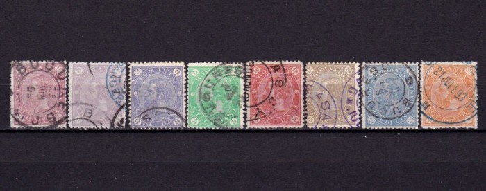 ✅ RO 1890 ,LP 47 ,&quot;Carol I - Cifra in 4 colturi &quot; , serie + varietate 3B violet , stampile frumoase