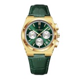 Cumpara ieftin Ceas barbatesc Poedagar CS1876, piele naturala, verde-auriu, cadran verde