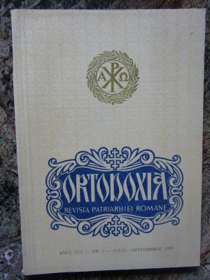 ORTODOXIA - REVISTA PATRIARHIEI ROMANE ANUL XLI - NR 3 -IULIE - SEPTEMBRIE 1989 foto