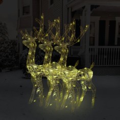 vidaXL Decorațiuni reni de Crăciun, 3 buc., alb cald, 120 cm, acril