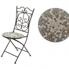 Scaun pentru gradina Siena Mosaic, Decoris, 46 x 39 x 92 cm, pliabil, fier/ceramica, maro