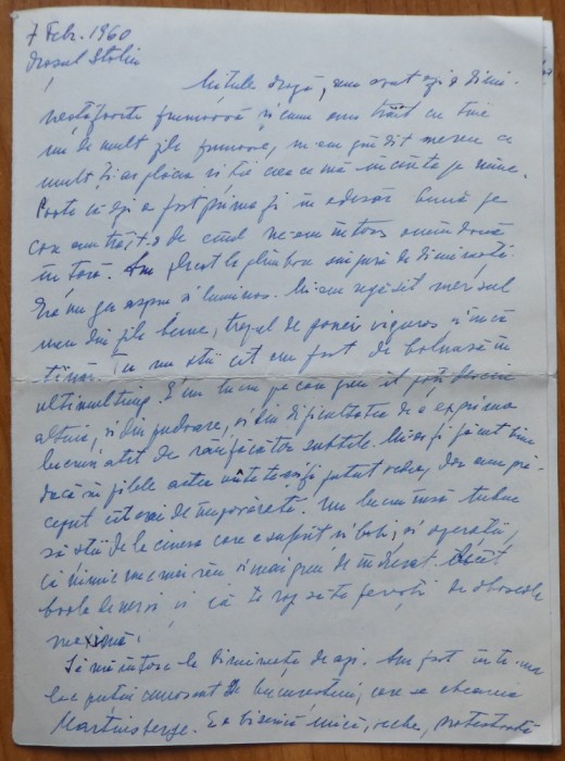 Scrisoare a scriitoarei Lucia Demetrius catre Mia Groza, 1960