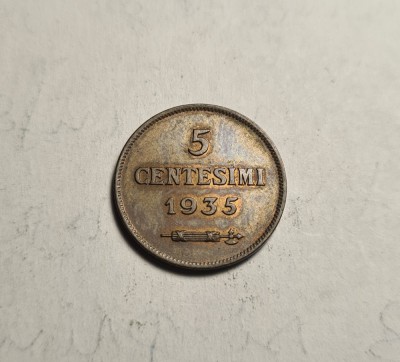 San Marino 5 Centesimi 1935 Aunc Unc foto
